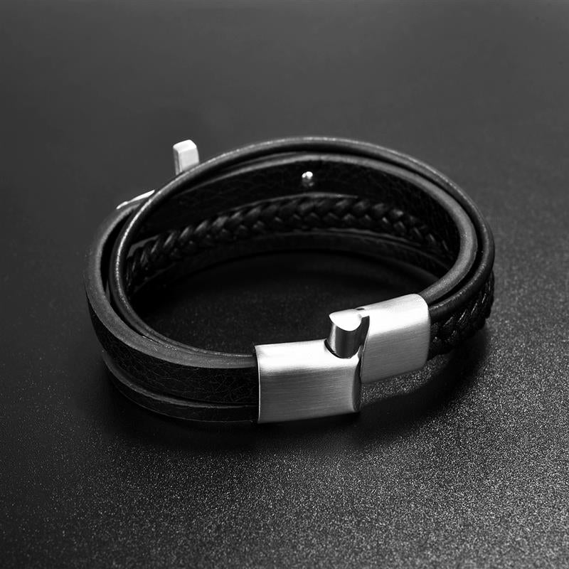 Herren Lederarmband Kreuz bylotrend