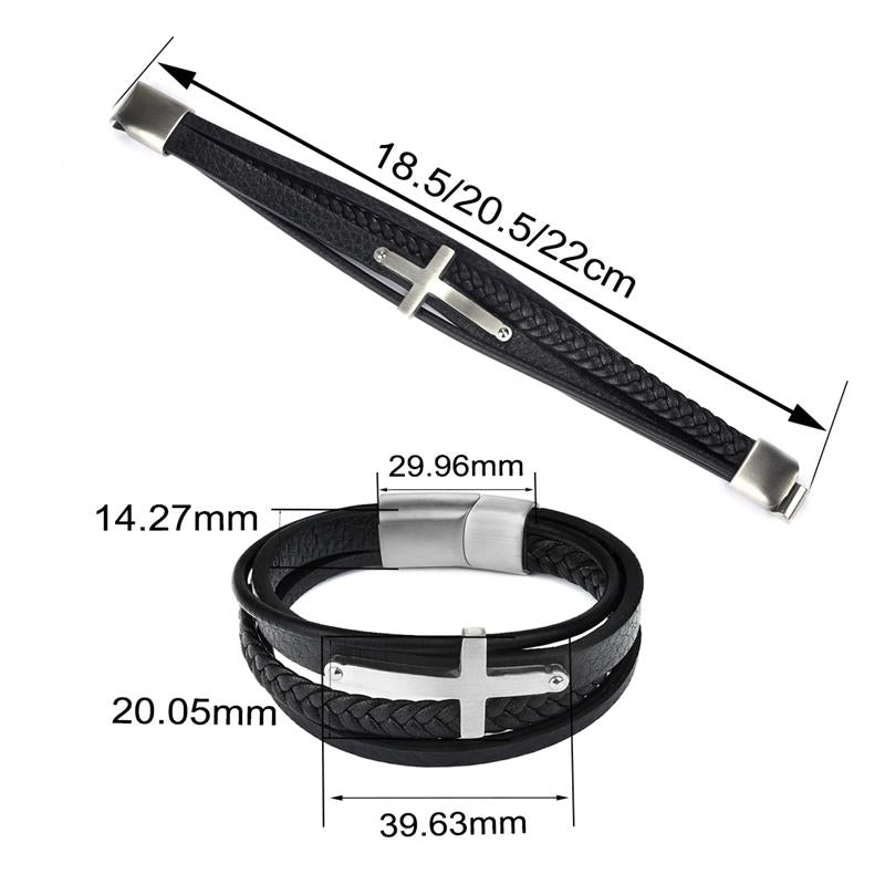 Herren Lederarmband Kreuz bylotrend