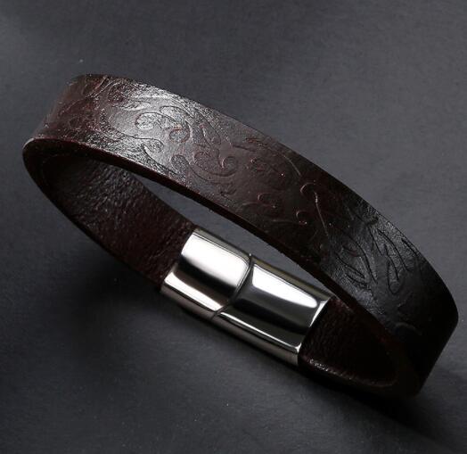 Herren Lederarmband Schwarz 11 bylotrend