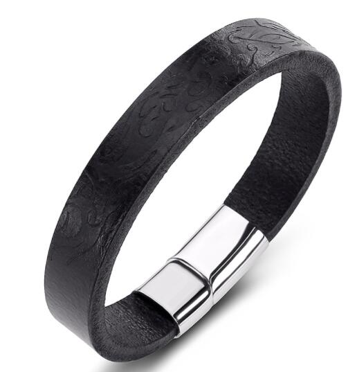 Herren Lederarmband Schwarz 11 bylotrend