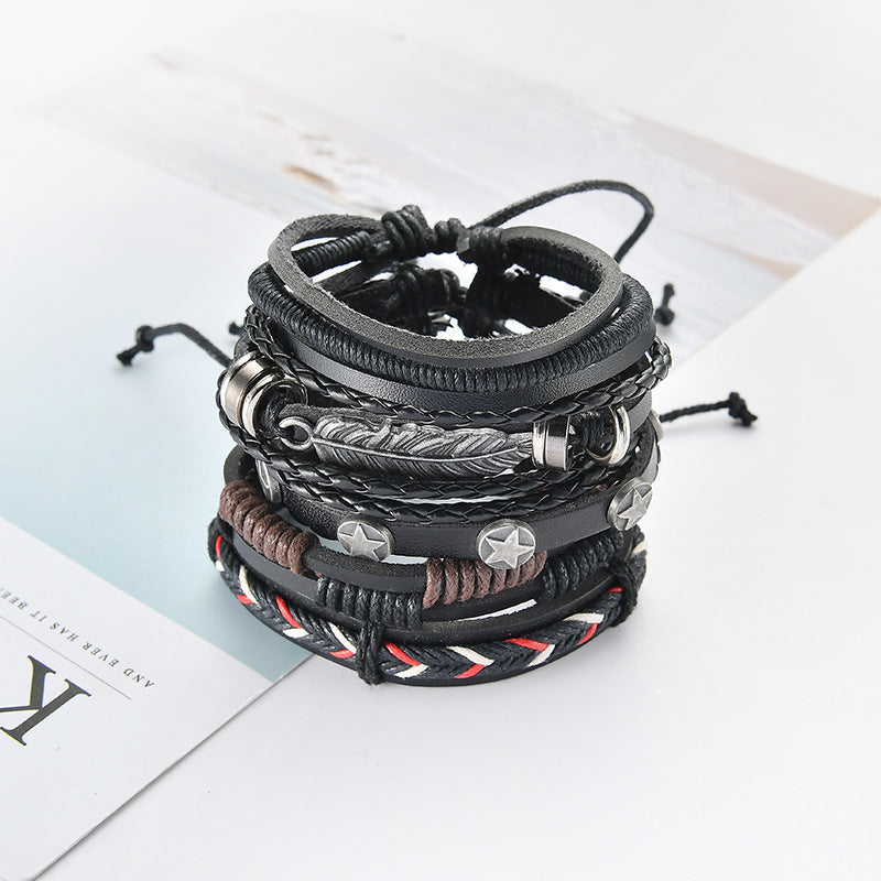 Herren Lederarmband Schwarz 12 bylotrend