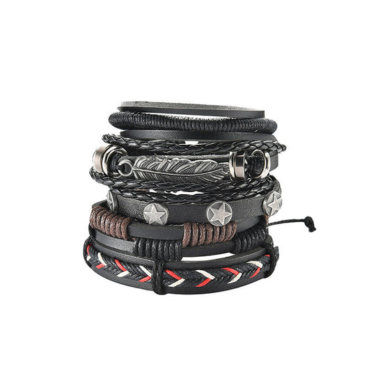 Herren Lederarmband Schwarz 12 bylotrend