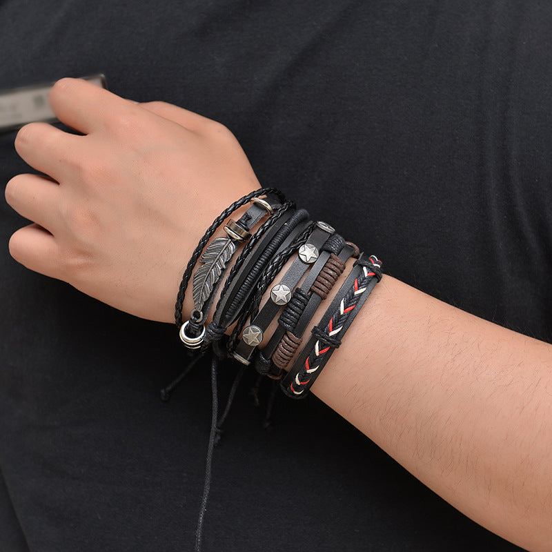 Herren Lederarmband Schwarz 12 bylotrend