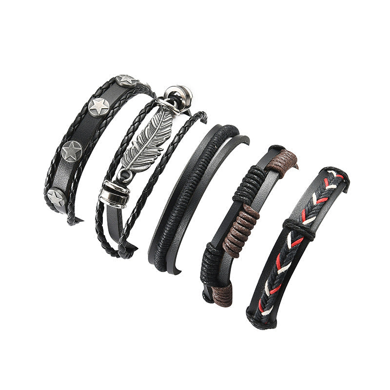 Herren Lederarmband Schwarz 12 bylotrend