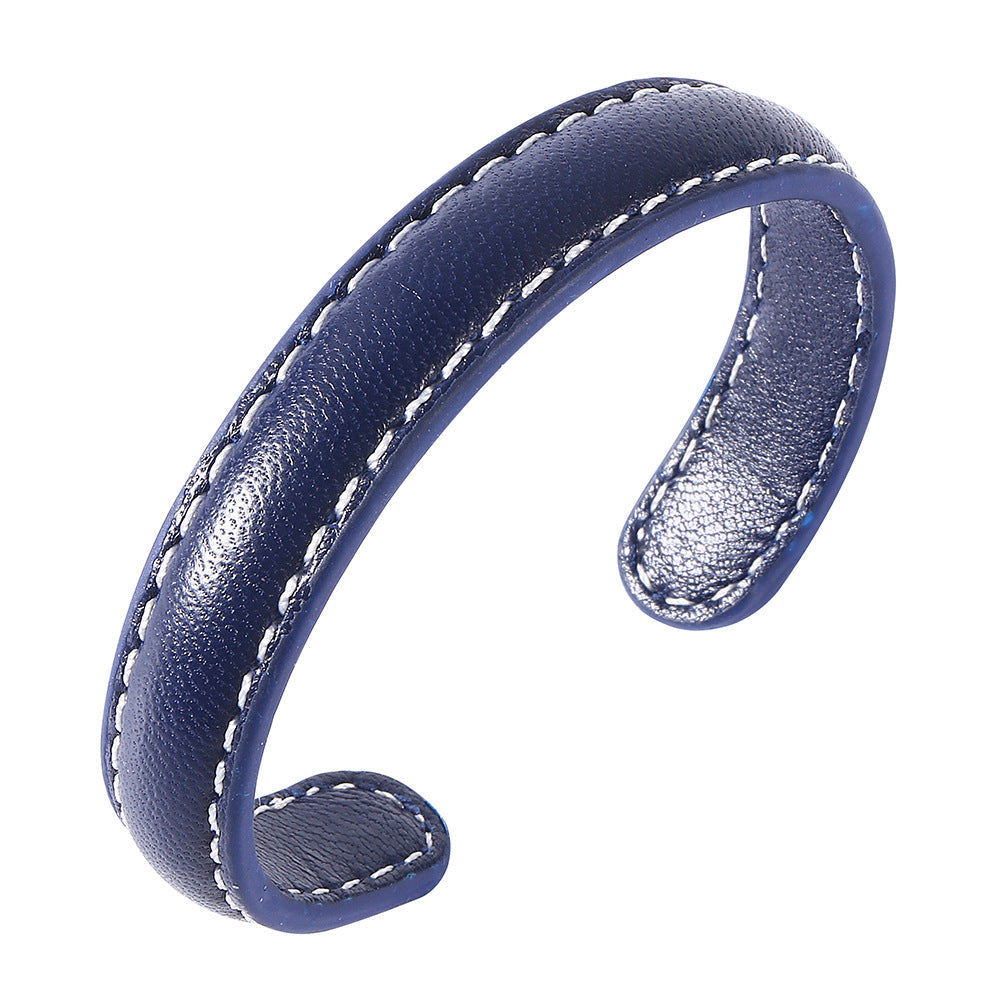 Herren Lederarmband Schwarz-Braun-Blau bylotrend