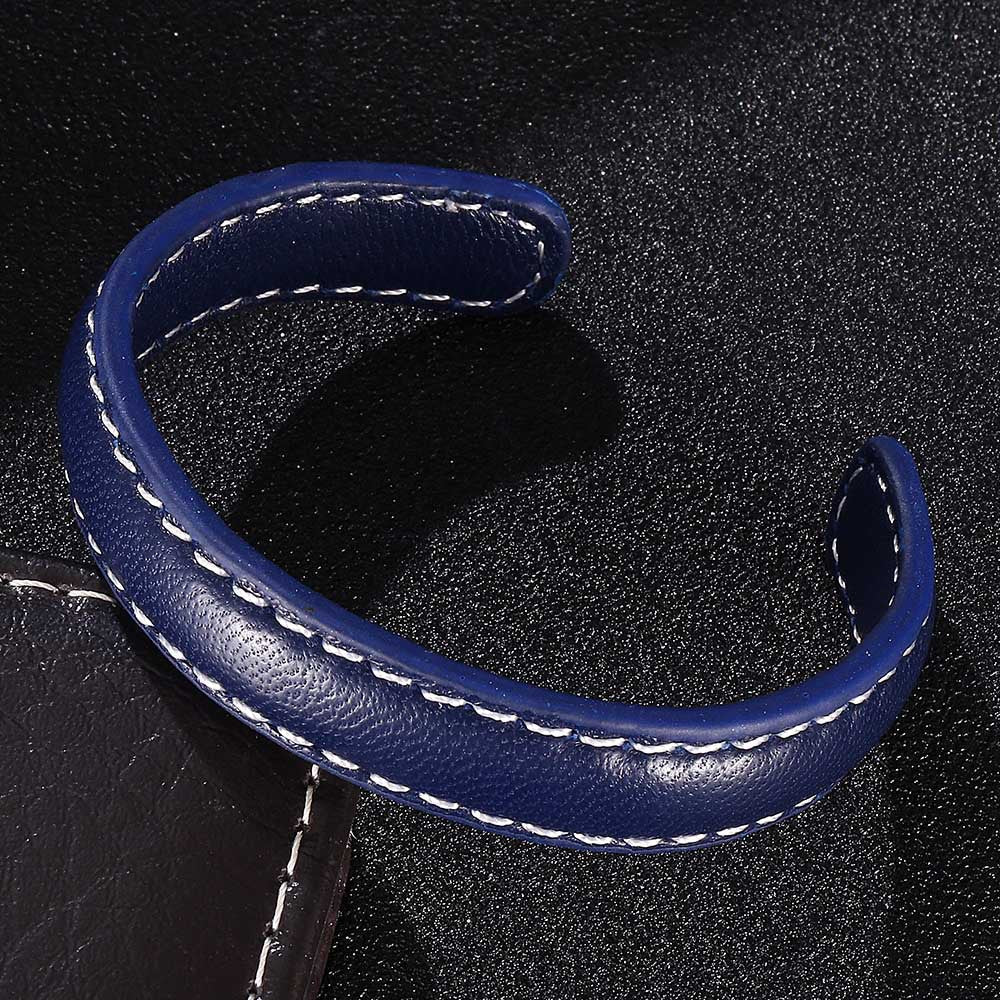 Herren Lederarmband Schwarz-Braun-Blau bylotrend