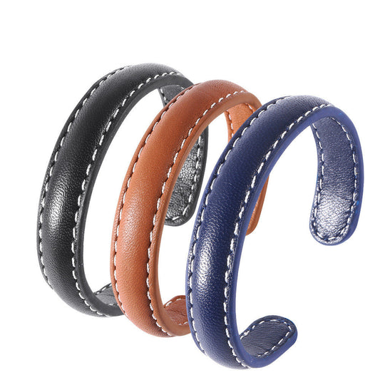 Herren Lederarmband Schwarz-Braun-Blau bylotrend