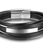 Herren Lederarmband Schwarz Multilayer bylotrend