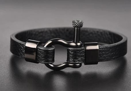 Herren Lederarmband Schwarz bylotrend