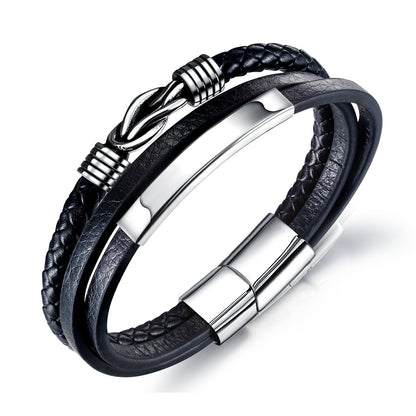 Herren Lederarmband Schwarz bylotrend