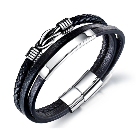 Herren Lederarmband Schwarz bylotrend