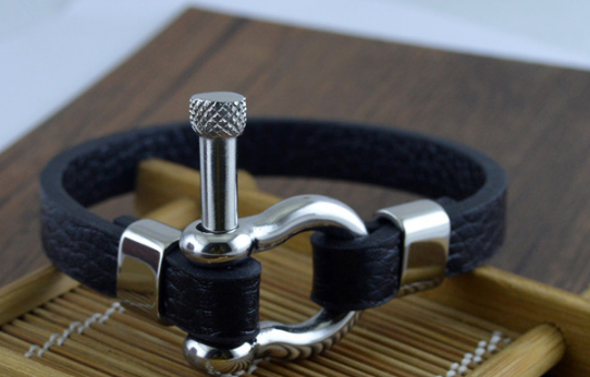 Herren Lederarmband Schwarz bylotrend