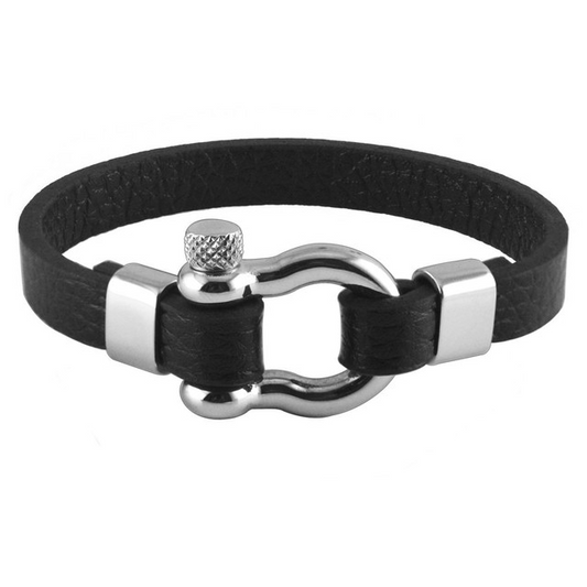 Herren Lederarmband Schwarz bylotrend