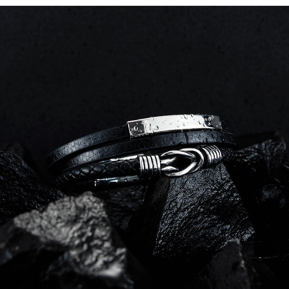 Herren Lederarmband Schwarz bylotrend