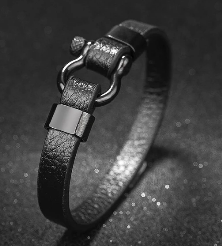 Herren Lederarmband Schwarz bylotrend