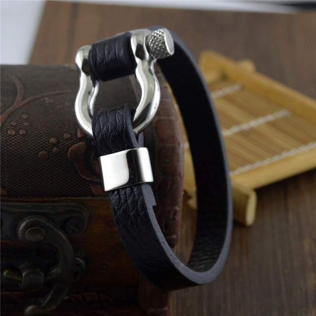 Herren Lederarmband Schwarz bylotrend