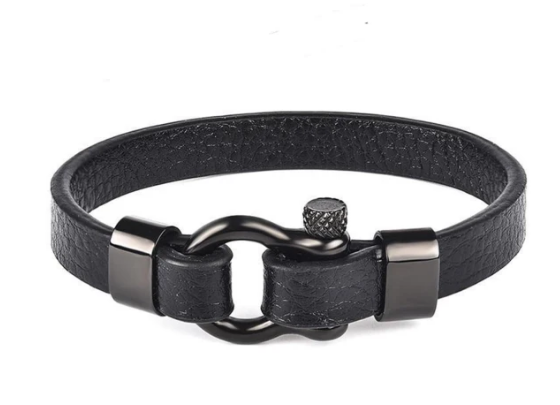 Herren Lederarmband Schwarz bylotrend