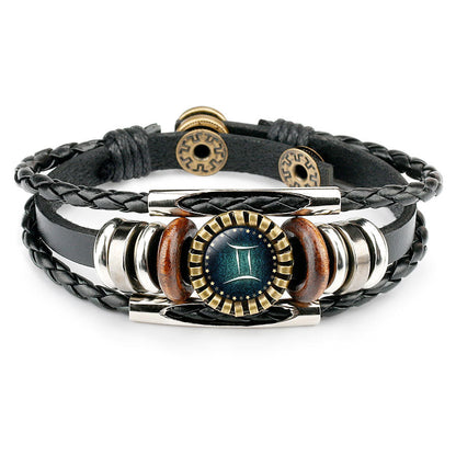Herren Lederarmband Sternzeichen -Constellation bylotrend