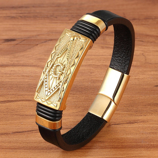 Herren Skorpion Lederarmband Gold Skorpion Leder bylotrend