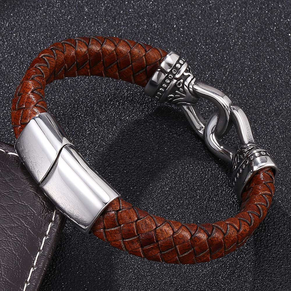 Herren Vintage Lederarmband Handgewebtes Mode bylotrend