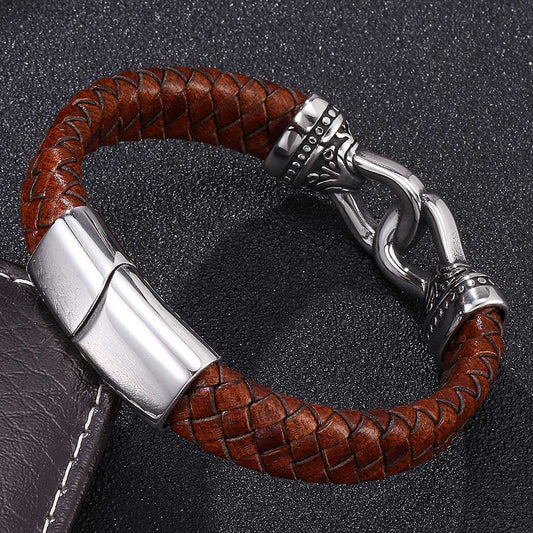 Herren Vintage Lederarmband Handgewebtes Mode bylotrend