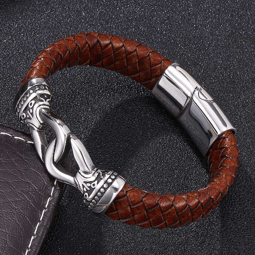 Herren Vintage Lederarmband Handgewebtes Mode bylotrend