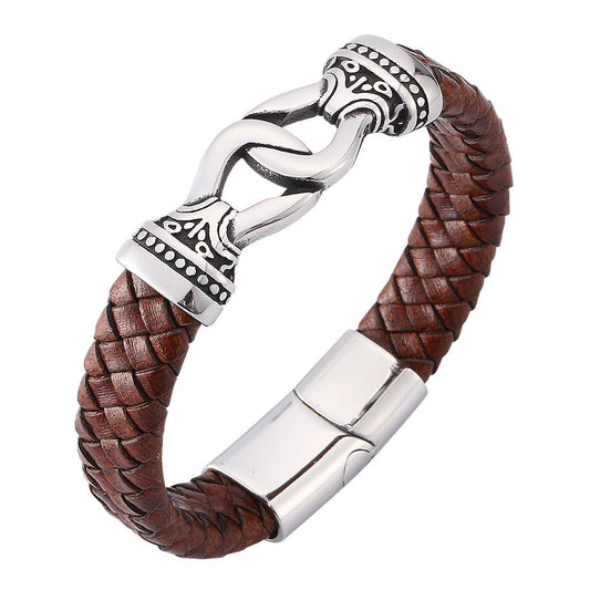 Herren Vintage Lederarmband Handgewebtes Mode bylotrend