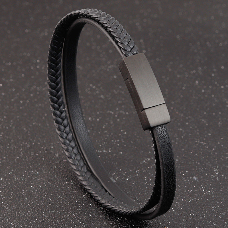 Herren schlichtes Lederarmband in Braun und Schwarz bylotrend