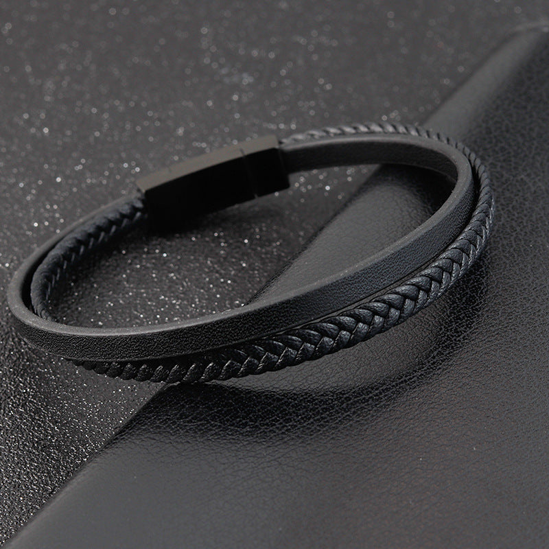 Herren schlichtes Lederarmband in Braun und Schwarz bylotrend