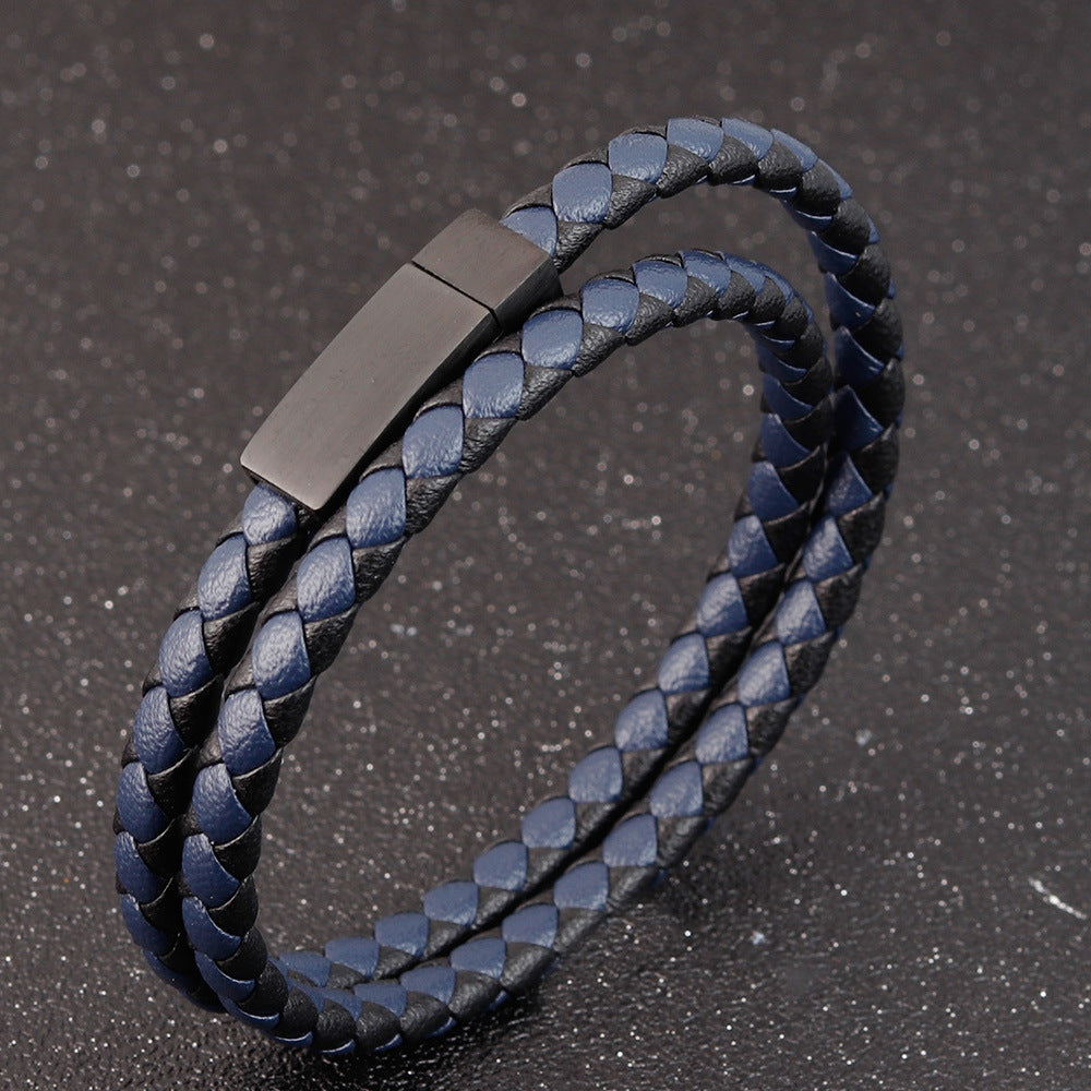 Herren schlichtes Lederarmband in Braun und Schwarz bylotrend