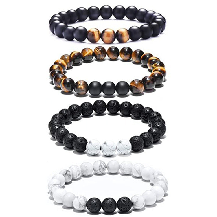 Herrenarmband Tigerauge Stein Vulkanstein Armband bylotrend