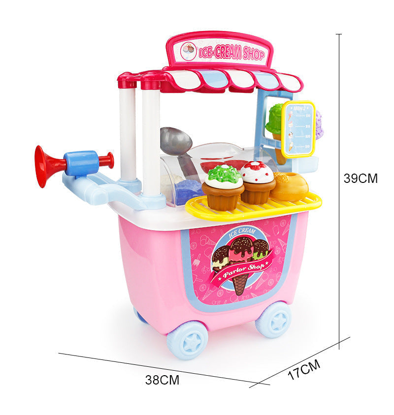 Kinder spielen Lebensmittel- und Eiswagen-Spielzeugwagen bylotrend