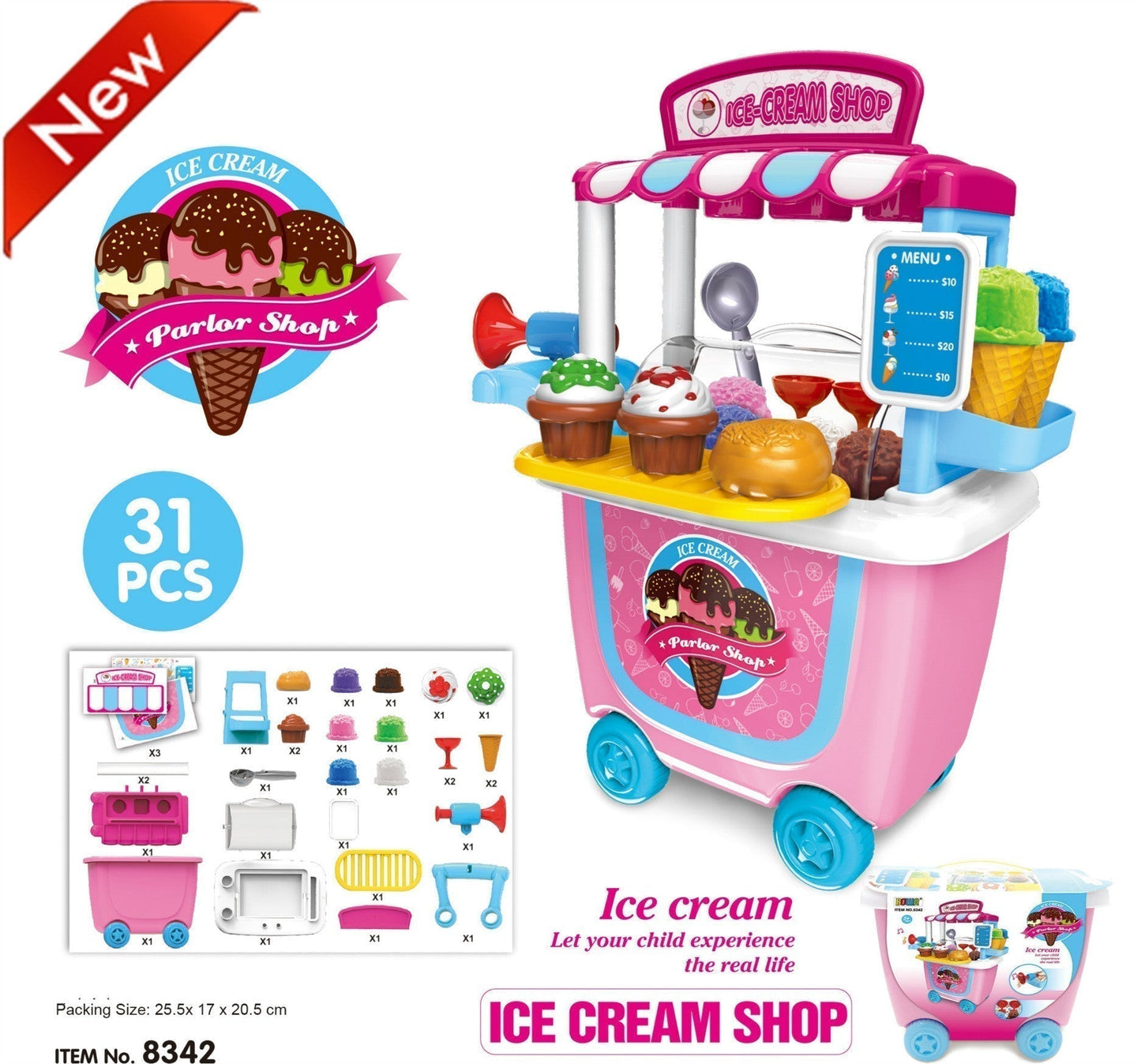 Kinder spielen Lebensmittel- und Eiswagen-Spielzeugwagen bylotrend