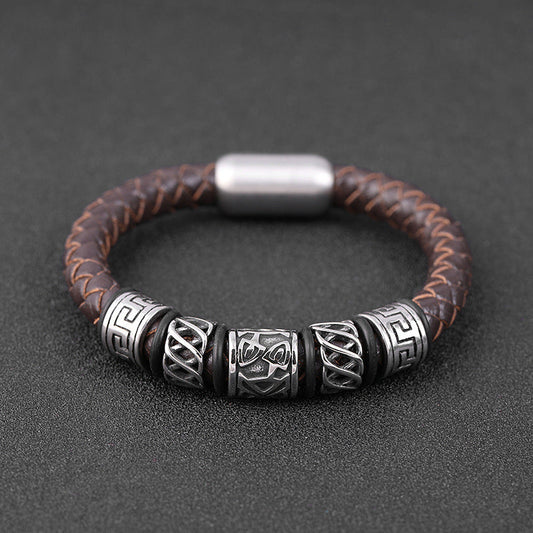 Lederarmband Geflochten Herren Mit Gravur bylotrend