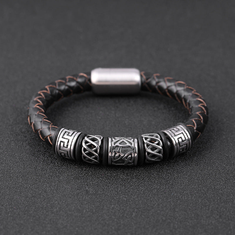 Lederarmband Geflochten Herren Mit Gravur bylotrend