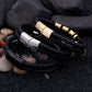 Lederarmband Herren Schwarz Gold bylotrend