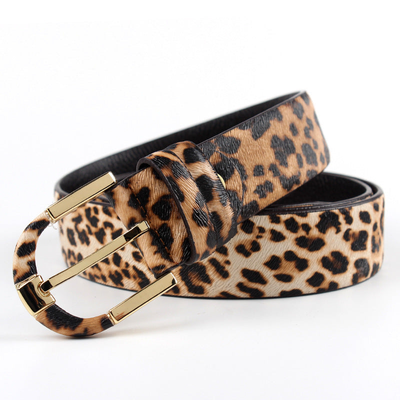 Ledergürtel mit Leopardenmuster für Damen bylotrend
