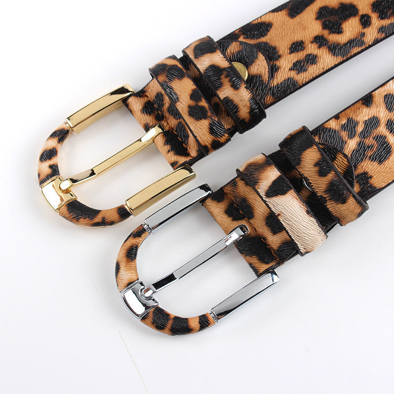 Ledergürtel mit Leopardenmuster für Damen bylotrend