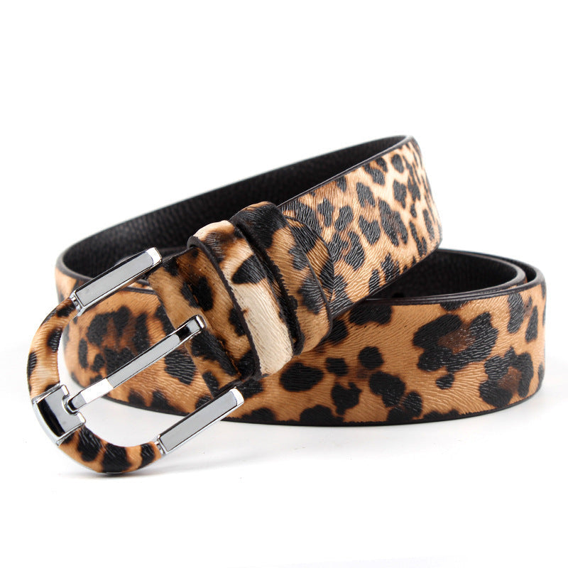 Ledergürtel mit Leopardenmuster für Damen bylotrend