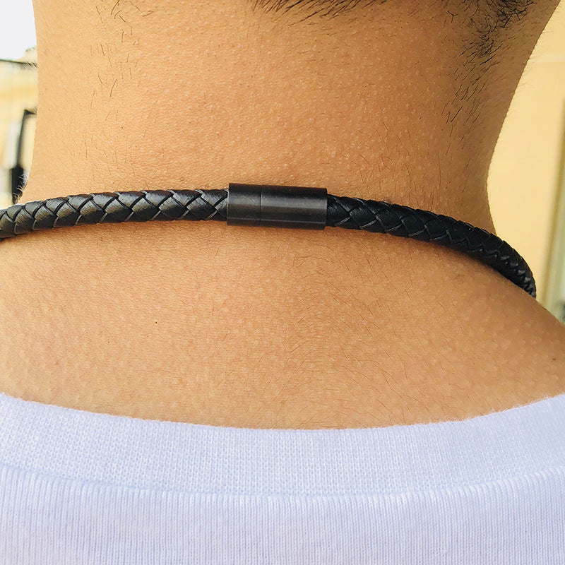 Lederkette Geflochten Schwarz bylotrend
