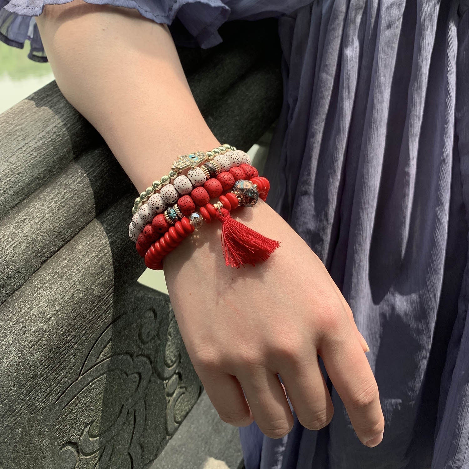 Perlen Armband Damen Naturstein bylotrend