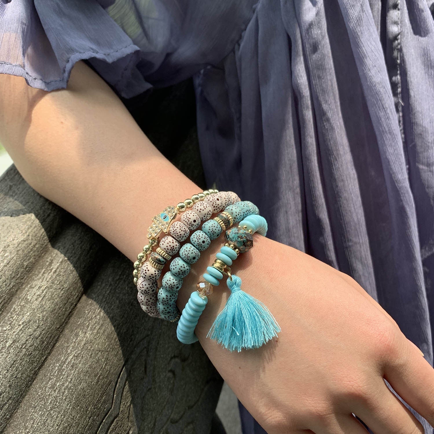 Perlen Armband Damen Naturstein bylotrend