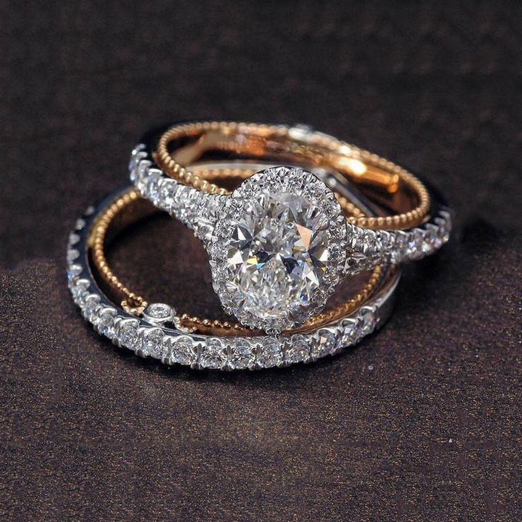 Ring Set Echtes 925er Sterlingsilber bylotrend