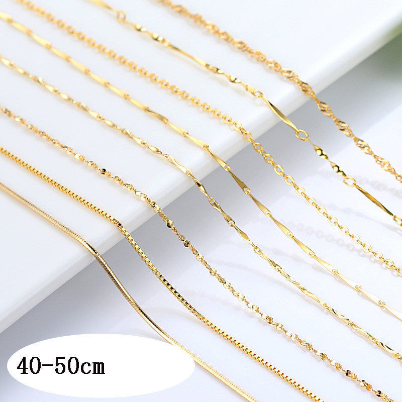 S925 Silber Halskette Vergoldete Kettenhalskette Schlüsselbeinkette Goldfarbene Goldhalskette bylotrend
