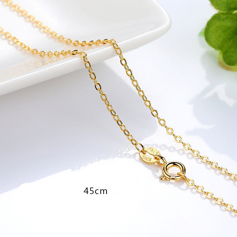 S925 Silber Halskette Vergoldete Kettenhalskette Schlüsselbeinkette Goldfarbene Goldhalskette bylotrend