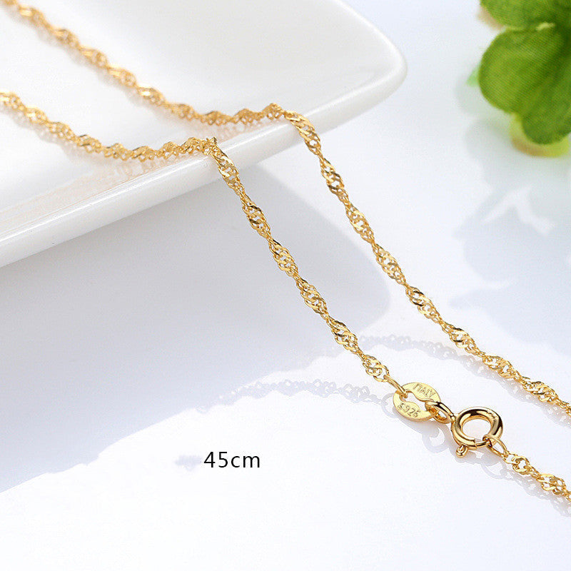 S925 Silber Halskette Vergoldete Kettenhalskette Schlüsselbeinkette Goldfarbene Goldhalskette bylotrend