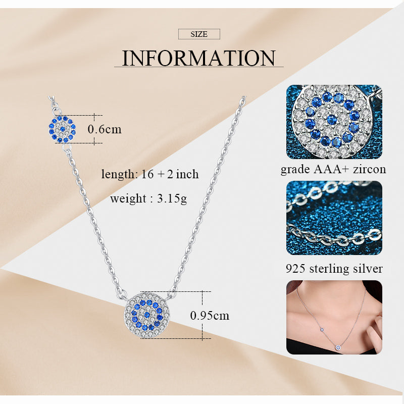 S925 Sterling Silber Blaue Auge  Halskette bylotrend