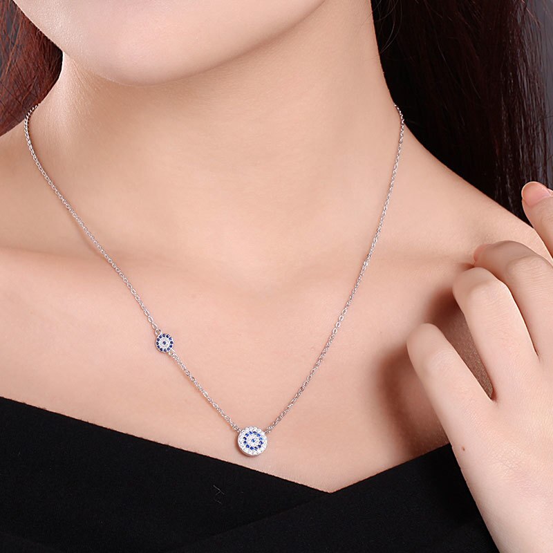 S925 Sterling Silber Blaue Auge  Halskette bylotrend