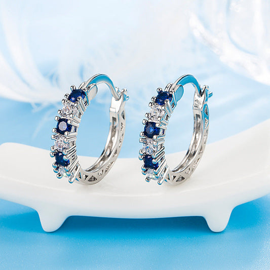 Silberne Ohrringe Mit Blauem Stein bylotrend