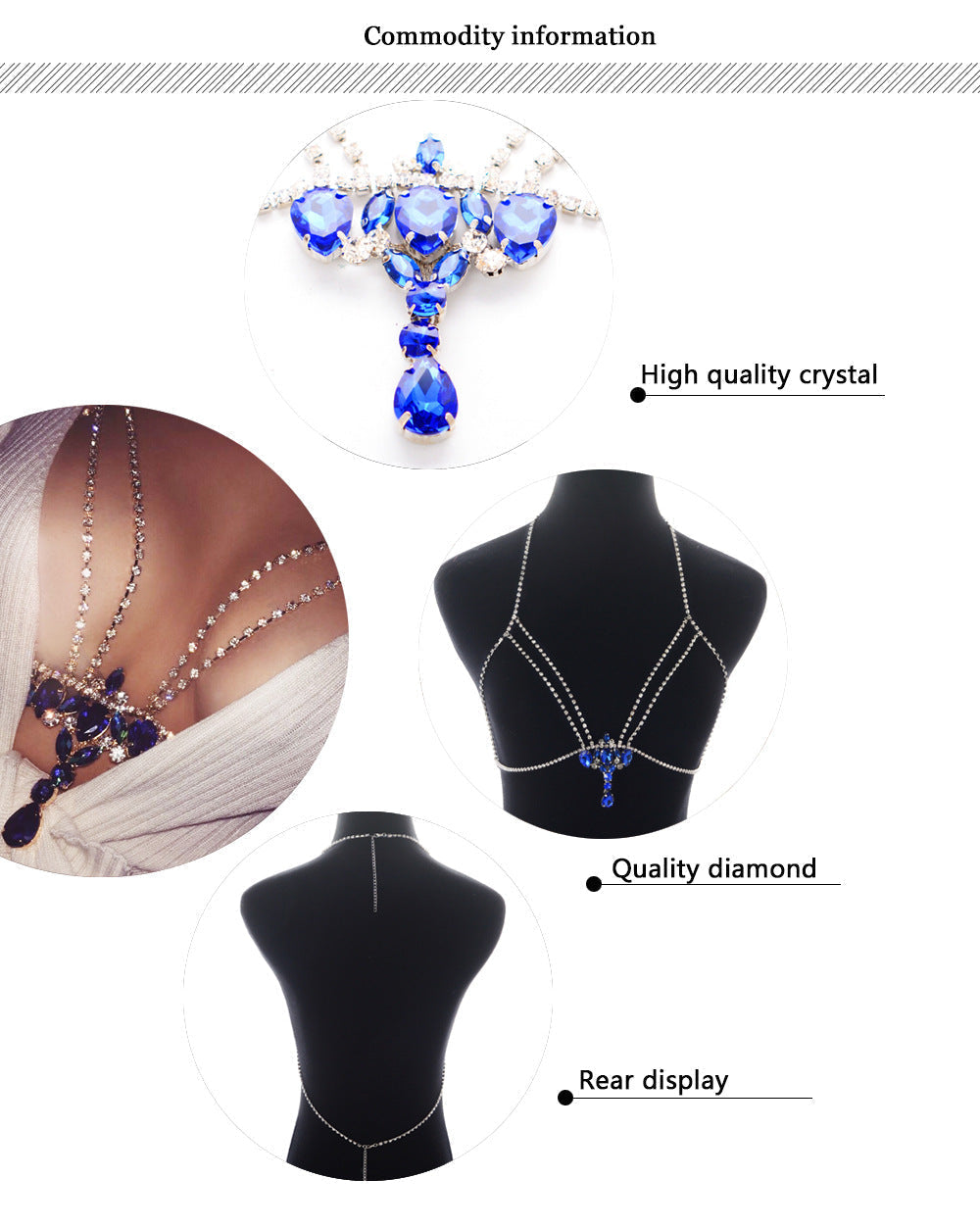 Strass-Halter-Kristall-Körperkette bylotrend